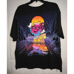 Kool-Aid Man T-Shirt 2X Black Skateboarding Lemon Sun Graphic Short Sleeve
